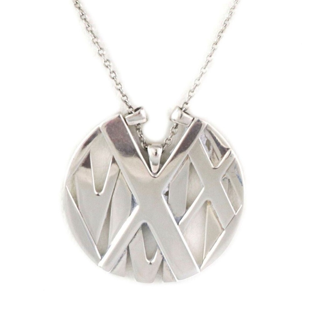 Tiffany & Co. Atlas Round Medallion Sterling Silver Pendant Necklace